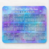 2025 Année Calendrier mensuel Etoiles d'aquarelle