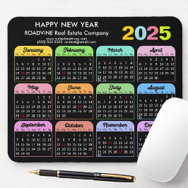 Tapis De Souris 2025 Calendrier Moderne Black US Holidays Entrepri
