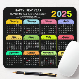 Tapis De Souris 2025 Calendrier Moderne Black US Holidays Entrepri