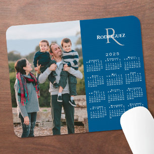 Tapis De Souris 2025 Calendrier personnalisé Nom du monogramme pho