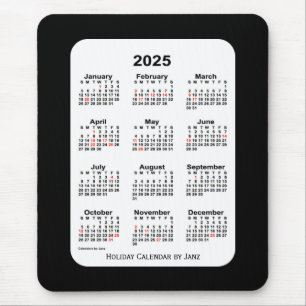 Tapis De Souris 2025 Holiday Two Tone Black Calendar par Janz