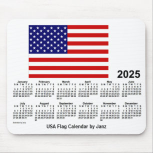 Tapis De Souris 2025 USA Flag Calendar by Janz Mouse Pad