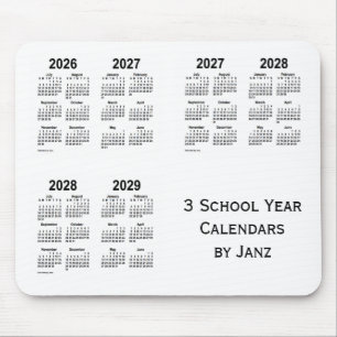 Tapis De Souris 2026-2029 White 3 Annuaires scolaires par Janz