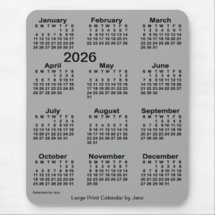 Tapis De Souris 2026 Battleship Grey Grand Print Calendar par Janz