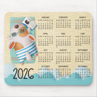 Tapis De Souris 2026 Beach Dog Desk Calendar Mouse Pad