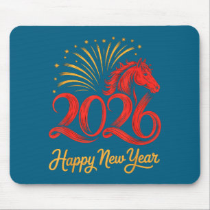 Tapis De Souris 2026 Bonne Année Cheval du zodiaque chinois Feu