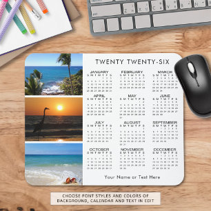 Tapis De Souris 2026 Calendrier 3 photo couleur personnalisée pers
