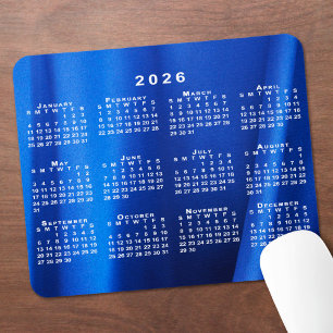 Tapis De Souris 2026 Calendrier Abstrait photo personnalisée bleue