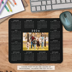 Tapis De Souris 2026 Calendrier Une photo Couleurs personnalisées 