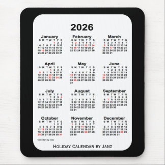 Tapis De Souris 2026 Holiday Two Tone Black Calendar par Janz