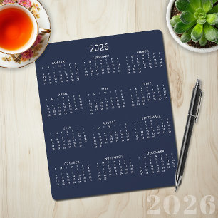 Tapis De Souris 2026 Moderne Minimaliste Marine Calendrier bleu