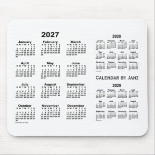 Tapis De Souris 2027-2029 blanc calendrier de 3 ans par Janz