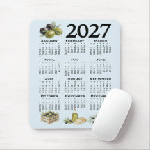 2027 Calendar, Mediterranean Olives, Blue