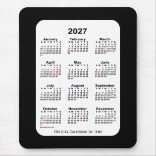 Tapis De Souris 2027 Holiday Two Tone Black Calendar par Janz