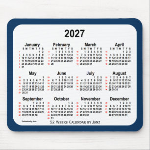 Tapis De Souris 2027 Police Box Blue 52 Weeks Calendar par Janz