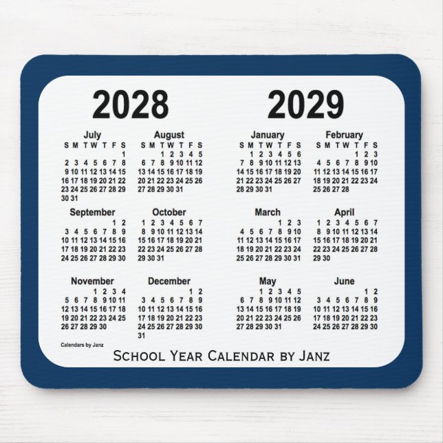 Tapis De Souris 2028-2029 Boîte de police Calendrier de l'école bl (Devant)