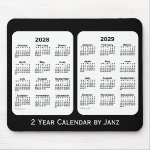 Tapis De Souris 2028-2029 calendrier noir et blanc de 2 ans par