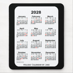 Tapis De Souris 2028 Holiday Two Tone Black Calendar par Janz