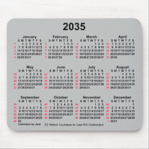 Tapis De Souris 2035 Silver 52 Weeks ISO Calendar by Janz