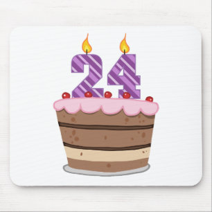 Tapis De Souris 24 ans sur le gâteau d'anniversaire