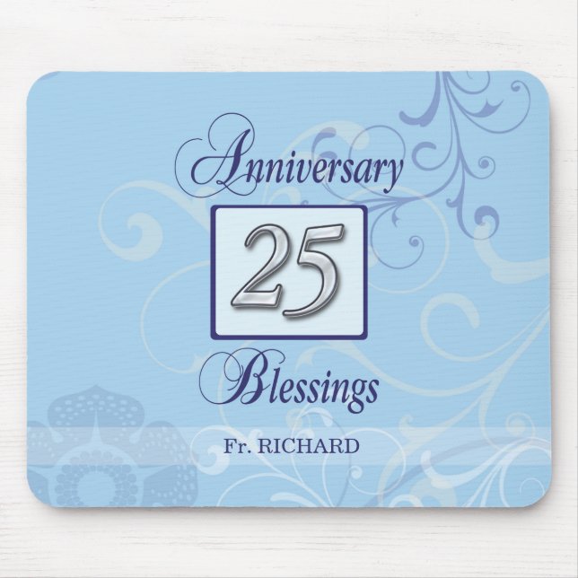 Tapis De Souris 25e anniversaire en bleu et argent (Devant)