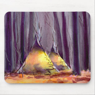 Tapis De Souris 2 TIPIS dans la FORÊT par SHARON SHARPE