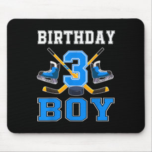 Tapis De Souris 3 ans Anniversaire Garçon Hockey sur glace 3ème Pa