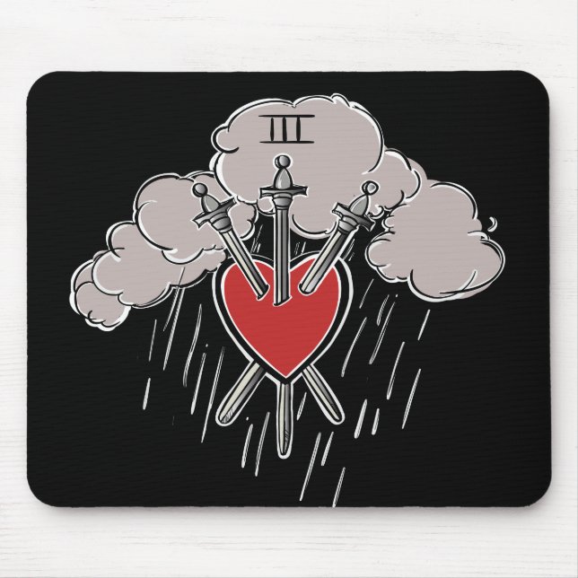 Tapis De Souris 3 d'épées Love Heart Tarot Illustration (Devant)