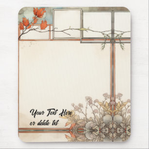 Tapis De Souris 3 emplacements d'écriture fleurs sauvages et arbre