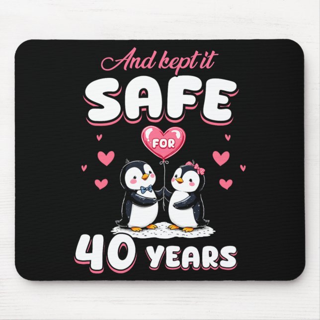 Tapis De Souris 40 Years Wedding Anniversary Penguin Couples Match (Devant)