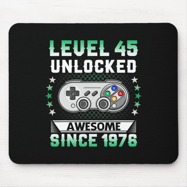 Tapis De Souris 45e Anniversaire Niveau 45 Déverrouillé Awesome je (Devant)