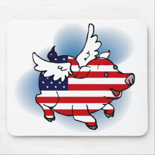 Tapis De Souris 4 juillet - 4 juillet Cochon(s) volant(s) patrioti