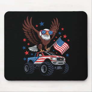 Tapis De Souris 4 juillet Aigle Bald Sur Le Camion Monster Drapeau