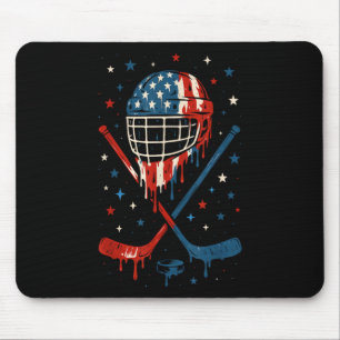 Tapis De Souris 4 juillet Casque de Hockey Ice Cream Drip Nous Sti