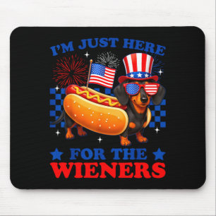 Tapis De Souris 4 juillet drôle ici pour les saucisses dachshund