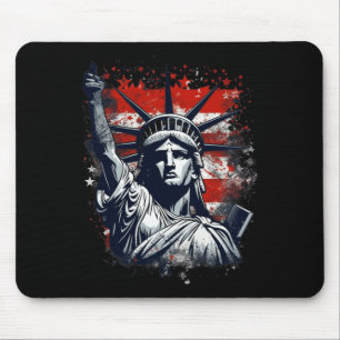 Tapis De Souris 4 juillet Fête De L'Indépendance Statue Américaine