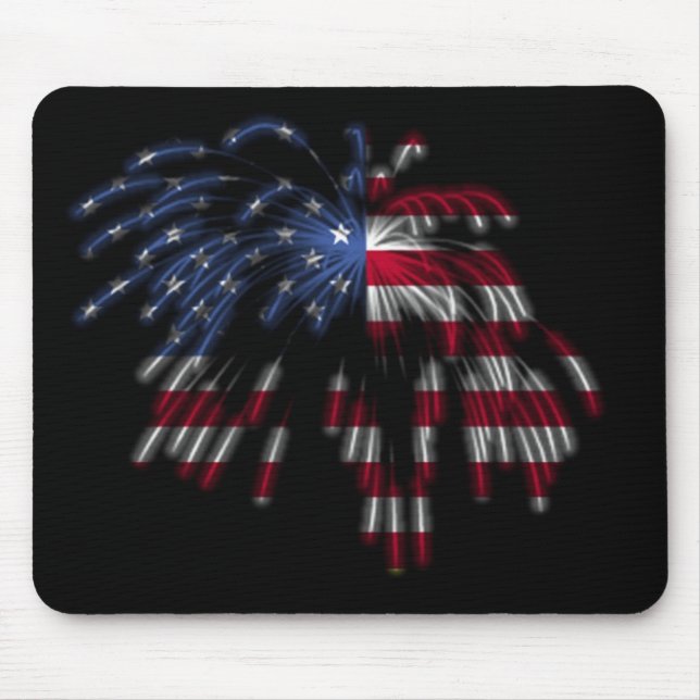 Tapis De Souris 4 juillet feux d'artifice et le drapeau américain (Devant)