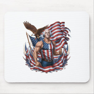 Tapis De Souris 4 juillet Patriotique Funny George Washington juil