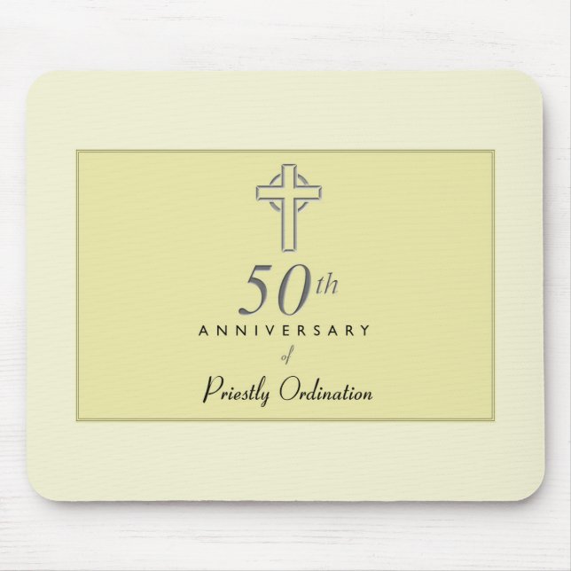 Tapis De Souris 50e anniversaire du prêtre avec croix bossée (Devant)