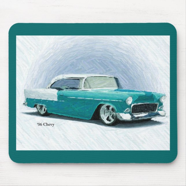Tapis De Souris '56 Chevy - Art numérique turquoise Mousepad (Devant)