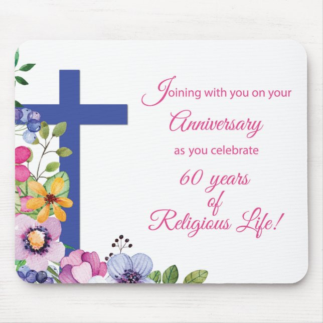 Tapis De Souris 60e Anniversaire, Nun, Religious Life Cross (Devant)