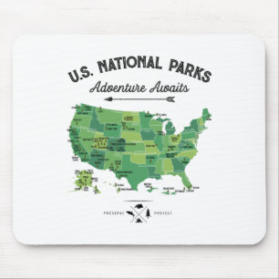 Tapis De Souris 62 Carte des parcs nationaux Parc américain Campin