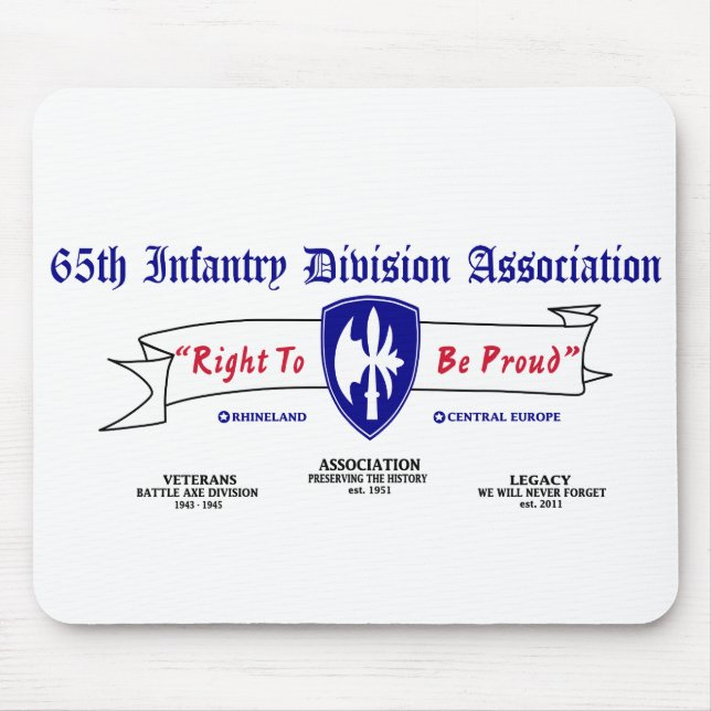 Tapis De Souris 65e Division d'infanterie Plaquette de souris (Devant)