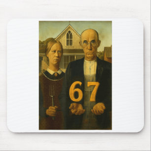 Tapis De Souris 67 Meme Art American Gothic Six Seven Gen Alpha Sl