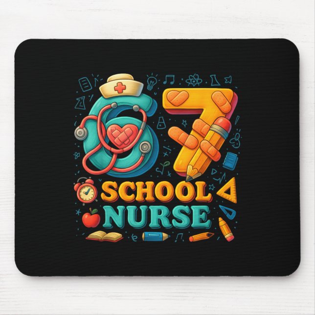 Tapis De Souris 67 Nurse Days Funny Medical Back To School  (Devant)
