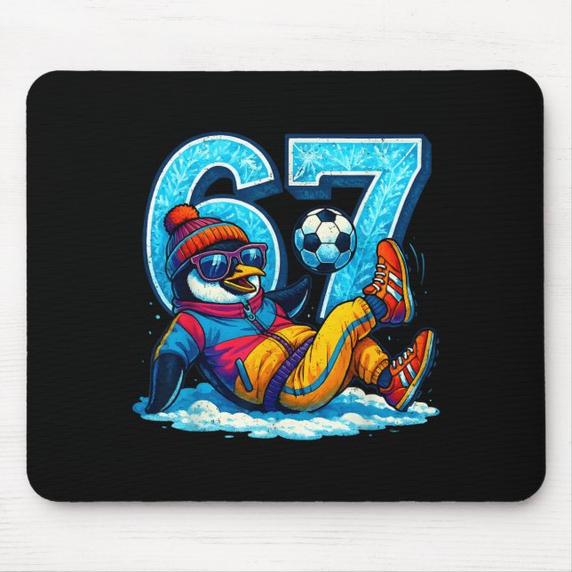 Tapis De Souris 67 Penguin Soccer Funny Winter Meme Gift  (Devant)