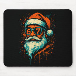 Tapis De Souris 67 visage de Père Noël de Noël 6 7 Meme Six Sept A