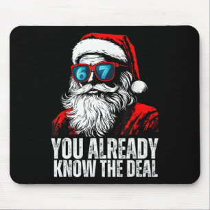 Tapis De Souris 6 7 Visage de Père Noël Six Sept Meme Drôle 67 Noë