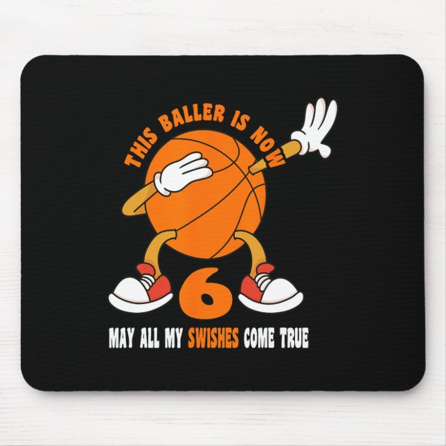 Tapis De Souris 6 ans Joyeux 6e anniversaire Basketball 6e anniver (Devant)
