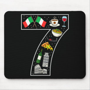 Tapis De Souris 7e anniversaire culture italienne 7 ans drapeau it
